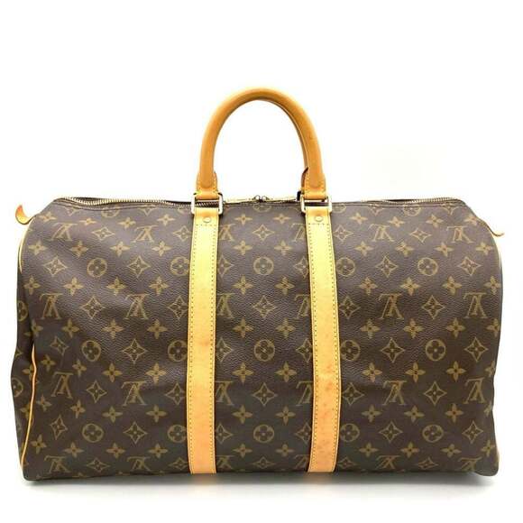 LOUIS VUITTON Authentic Brown Monogram Canvas Keepall 45 Boston Bag